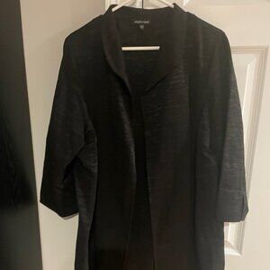 Eileen Fisher black textured long jacket in size XL